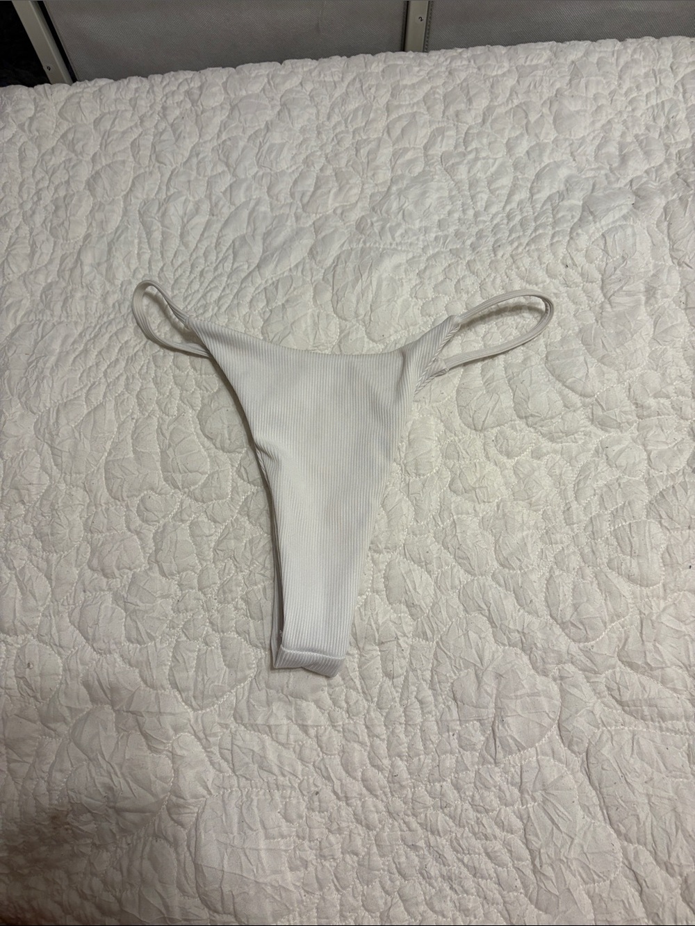 SHEIN White Ribbed High-Cut Bikini Bottom